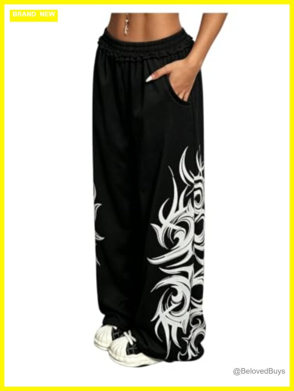 Y2K Baggy Goth Emo Graphic Print Wide Leg Sweatpants with Pockets